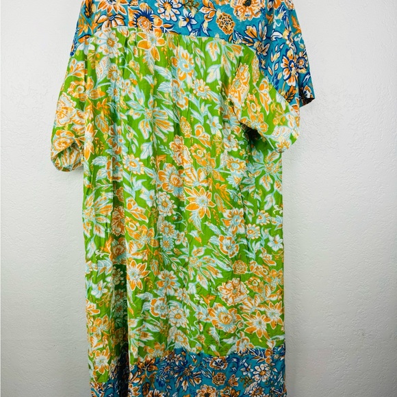 Anthropologie Current Air Floral Kimono Metallic Stamped Duster Cover Up - Picture 11 of 11